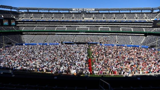 Thousands of Muslims attend Eid al-Adha prayer service, marking the last of day of the Hajj pilgrimage, at MetLife Stadium on August 11, 2019. Organizers estimate 30,000 Muslims attended from New Jersey, New York, Pennsylvania and Maryland.081119 Eidaladha 31