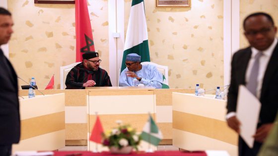 MOU ON TRADE AGREEMENT 4A President Muhammadu Buhari Chats with King of Morocco, His Majesty Mohammed VI during the signing 17 trade agreements on investment, Air Transportation, agriculture and other cooperation at the Presidential Villa Abuja. PHOTO; SUNDAY AGHAEZE. DEC 3 2016.